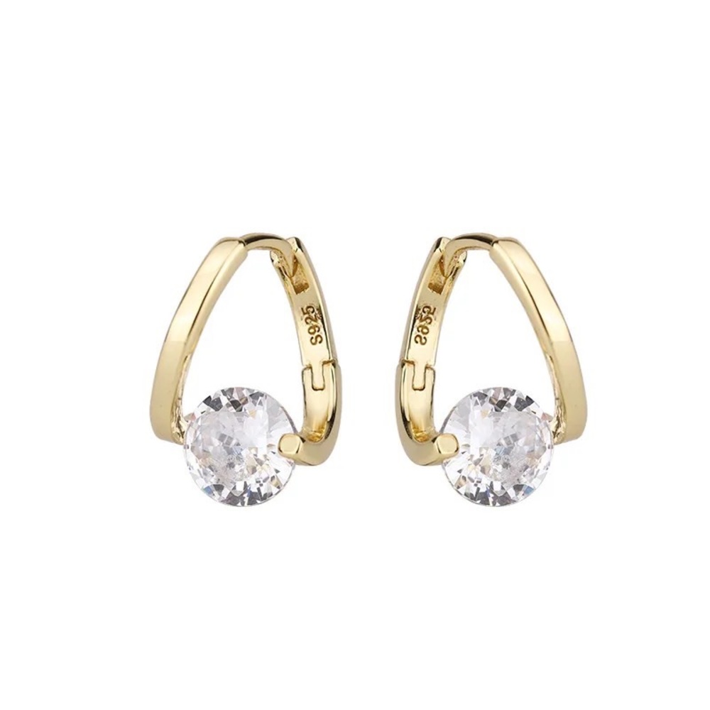 S925 Sterling Silver Love Heart Star White Zircon Earrings Wedding Engag… - Picture 4 of 6